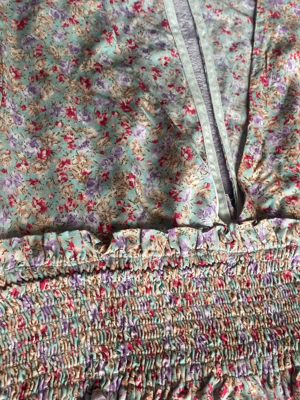 Klesis Floral Puff Sleeve Crop Top Smocked Cottagecore Coquette S - Picture 3 of 9